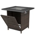 thumbnail image 1 of 28 Inch Propane Fire Pit Table, 40,000 BTU Square Rattan Gas Fire Table with Lava Rocks, Black PE Wicker Outdoor Coffee Table for Patio, Garden and Backyard Social Gatherings, 1 of 7
