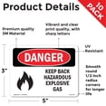 thumbnail image 2 of Keep Back Hazardous Explosive Gas OSHA Danger Vinyl Decal Label 5 Inch x 3.5 Inch - 10 Pack, 2 of 6