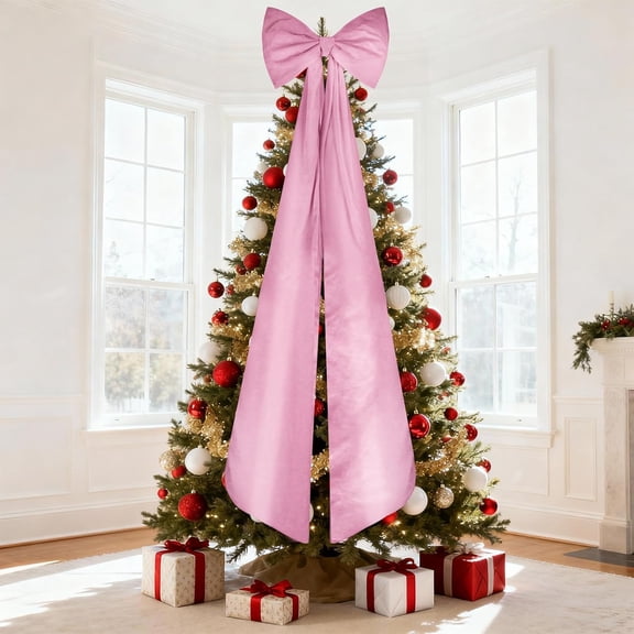 CEklwe 19 x 70 Inches Extra Large Christmas Tree Topper Bow Large Burgundy Velvet Bows for Christmas Tree Giant Bow for Home Party Holiday,Christmas Tree Ornaments Vintage Holiday Decor for Xmas Tree