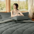 thumbnail image 5 of Sonoro Kate Queen Comforter Set Dark Gray, Bed in a Bag 7 Pieces, Luxury Soft All-Season Bedding Set with Down Alternative Comforter, 1 Flat & 1 Fitted Sheets, 2 Pillowcases & 2 Shams, 5 of 8