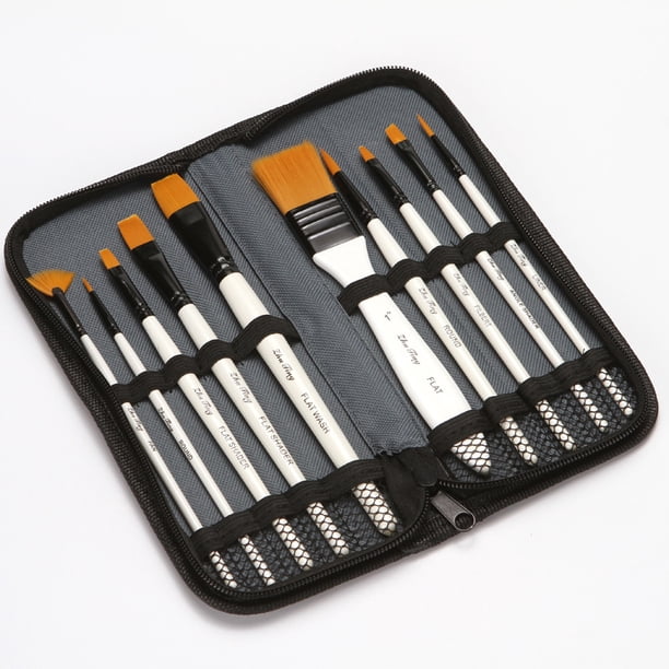 Pincel de acuarela de lana de nailon con bolsa de tela para pinceles, juego de pinceles, suministros de pintura, uso duradero y versátil