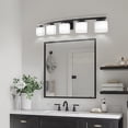 thumbnail image 3 of Briignite 5-Light Bathroom Light Fixture with Milk Glass Shades, Modern Stylish Vanity Lighting Fixtures for Bathroom, Black and White, 3 of 7