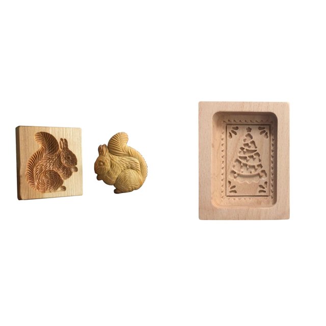 (2-Pack) Rinsvye Diy Baking Moulds Wooden Thanksgiving Picks Cookie Moulds Embossing Sprinkles for Baking Craft Decorative Baking Tools Rib Sandwich for Christmas Thanksgiving Christmas Kitchen