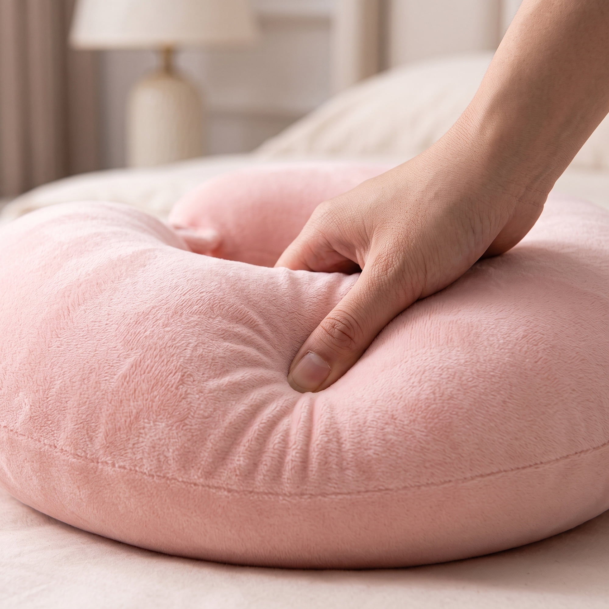 Unique Bargains PP Cotton Travel U Shape Neck Pillow for Office Naps Pink 11"x11"