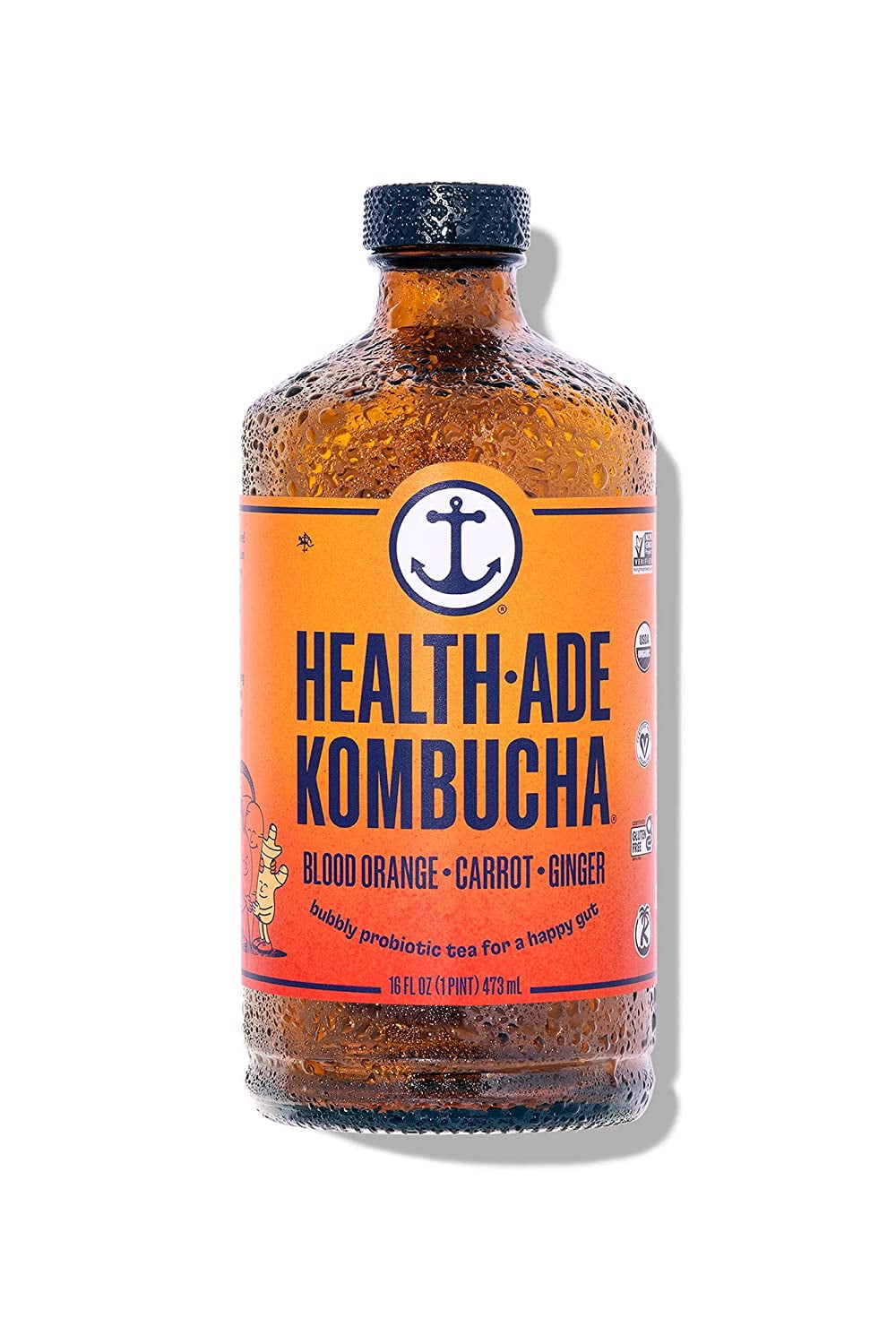 HealthAde Probiotic Kombucha Tea, Blood Orange Carrot Ginger, 16 fl oz