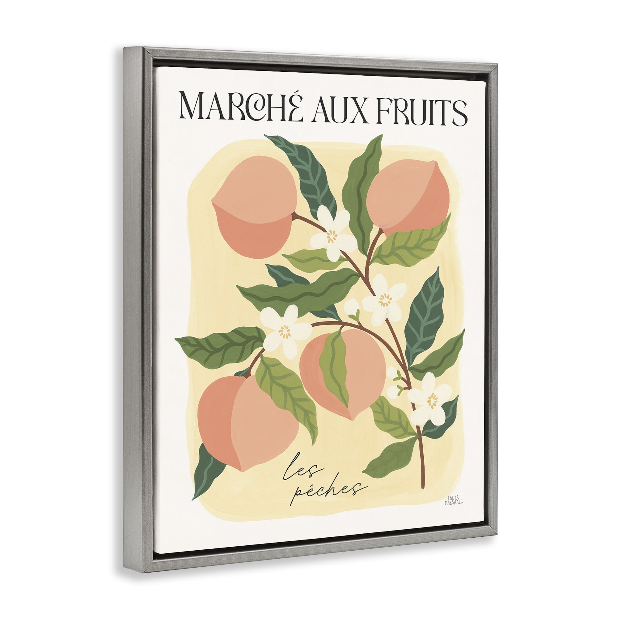 Stupell Industries Marche Aux Peaches Food & Beverage Painting Gray Floater Framed Art Print Wall Art, 25 x 31