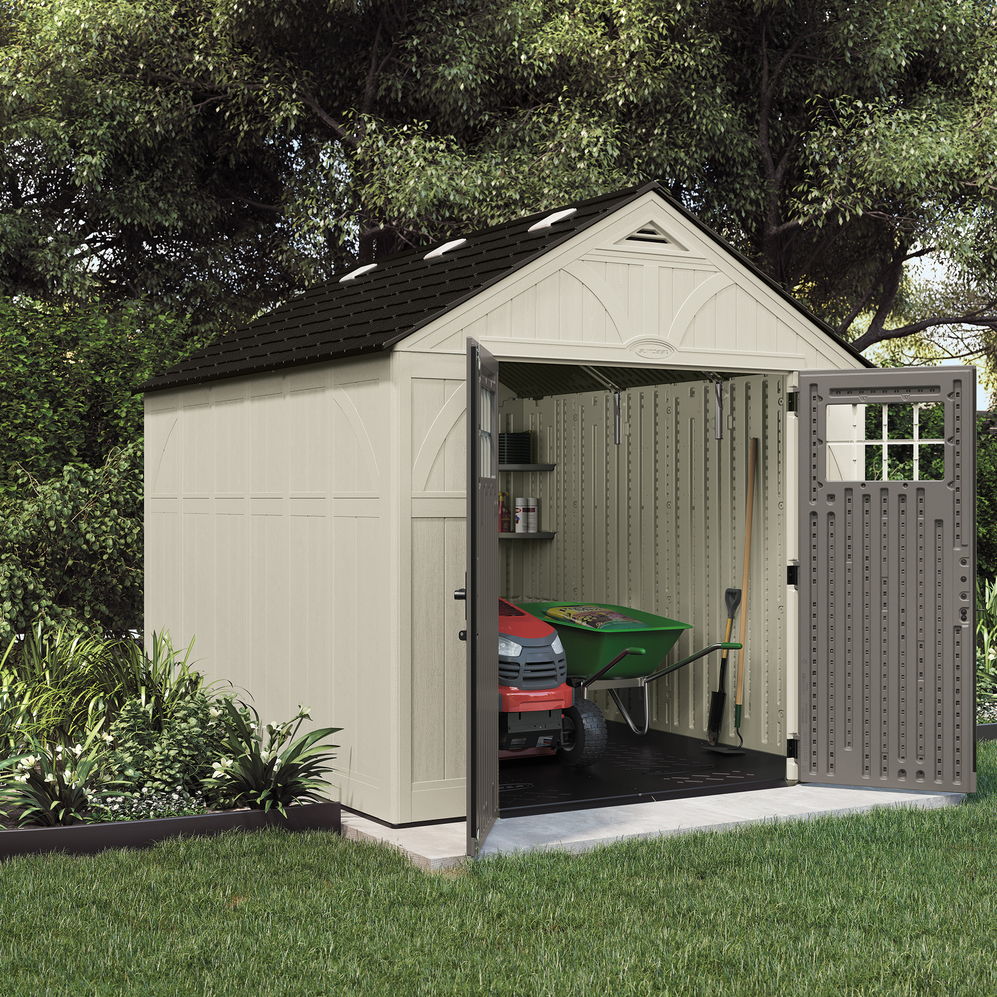 Suncast Metal and Resin Storage Shed, Vanilla, 8ft x 10ft - image 2 of 14
