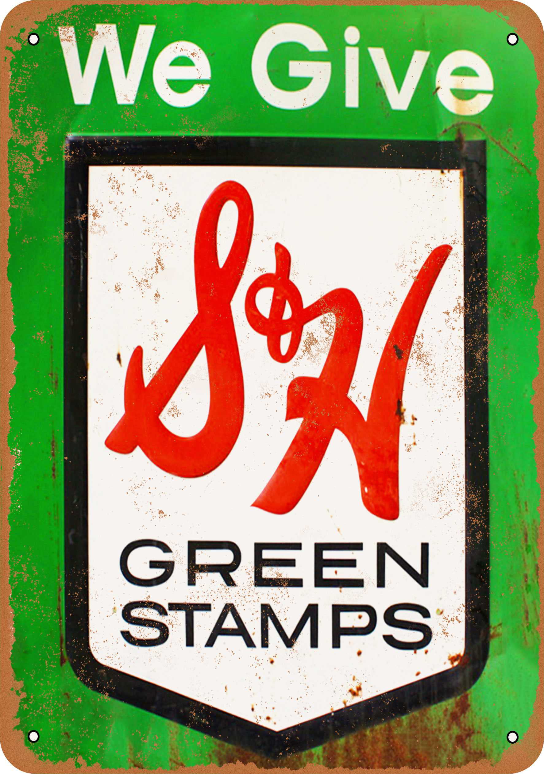 TIN SIGN S & H Green Stamps Rustic Metal Décor Art Kitchen Store Shop A978 