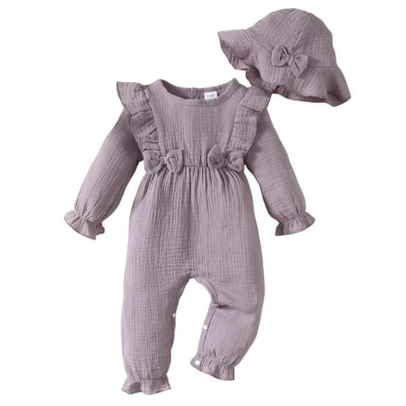 

Pimfylm Baby Jumpsuit 2023 Long Sleeve Hooded Jumpsuit Romper Coat Purple 18M