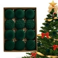 thumbnail image 2 of Bxaolu 12pcs Velvet Christmas Ball Ornaments, Plastic Flocked Shatterproof Christmas Ornaments Hanging Xmas Tree Decorations Set for Home Party Holiday Decor (3.15", Green), 2 of 9