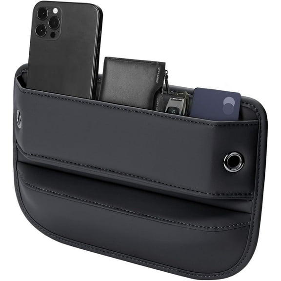 Universal Fit Car Gap Filler, Premium Leather Seat Gap Filler Organizer, Car SUV Truck Essentials (Black, 1 Pack)