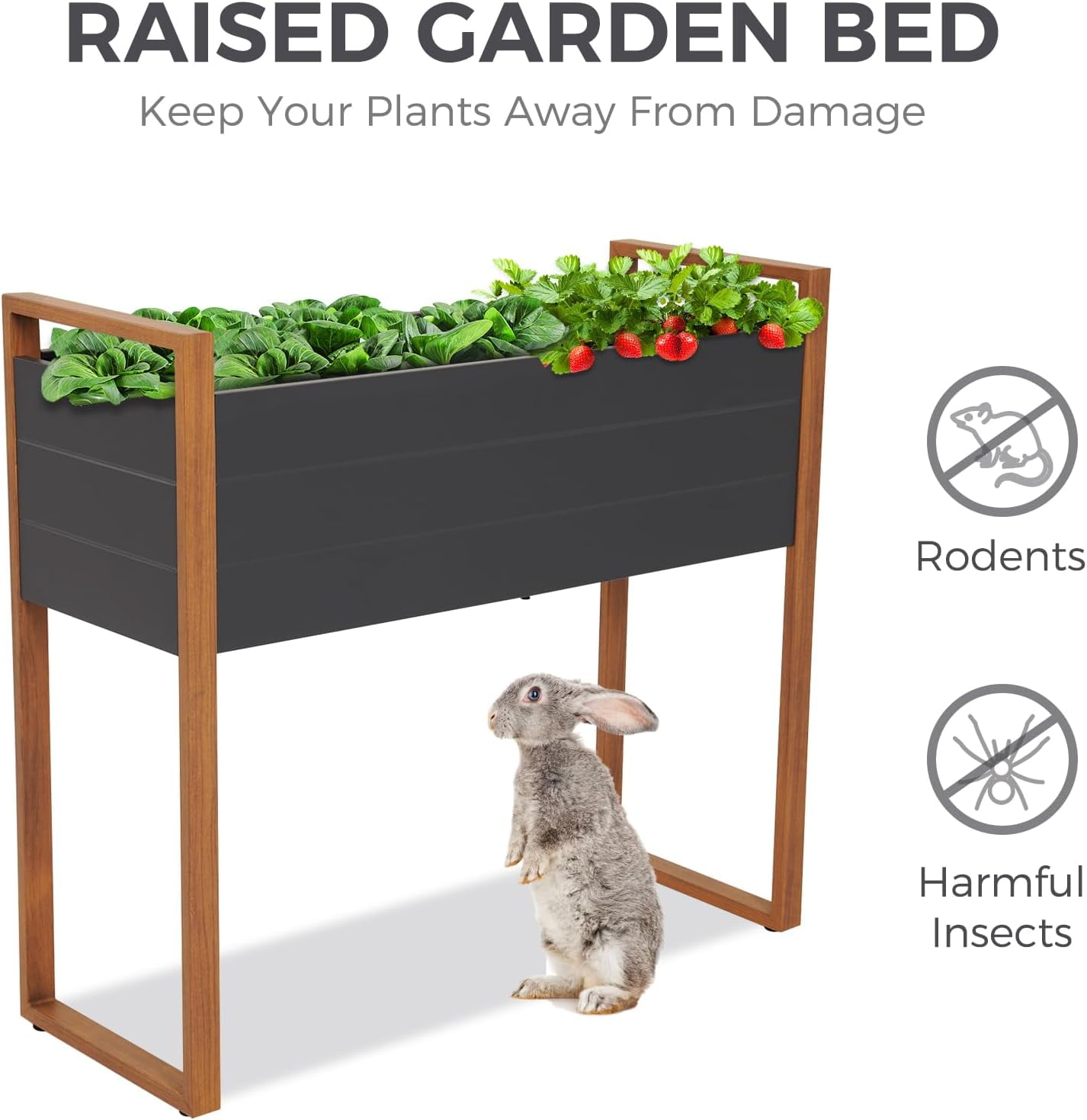 Grand Patio Metal Raised Garden Bed with Legs, Outdoor Planter Box, 660 lb Capacity, 39 x 15 x 36 Inches