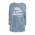 thumbnail image 4 of Women's Winter Long Sleeve Shirts Fleece Thermal Crewneck Letter Printed Thick Casual Loose Pullover Tops with Pockets (M, Blue), 4 of 4