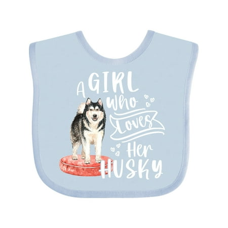 

Inktastic A Girl Who Loves Her Husky Gift Baby Boy or Baby Girl Bib