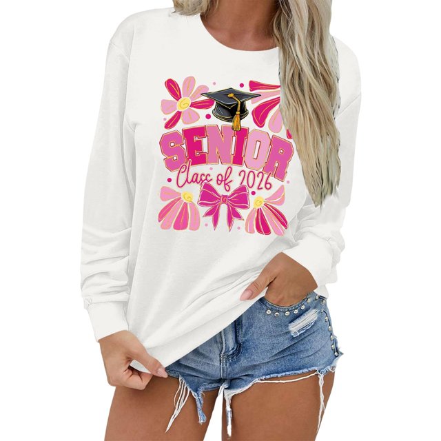 HUITKMM Womens Hoodie Women's Pullover Hoodie Letter Print Round Neck Top for Winter & Winter 2458 M