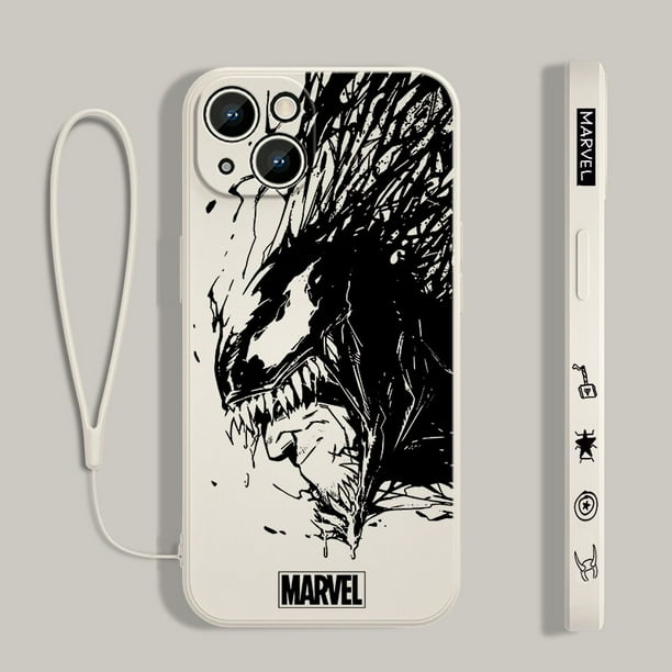 Funda de teléfono Marvel Venom para Apple iPhone 14 13 12 mini 11 Pro Max 8 7 Plus Funda de cuerda líquida para la parte trasera Fivean unisex