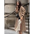 thumbnail image 4 of Abrigo largo con doble botonadura para mujer, abrigo holgado de manga larga con solapa y bolsillo, prendas de vestir de calle, otoño, 4 of 5