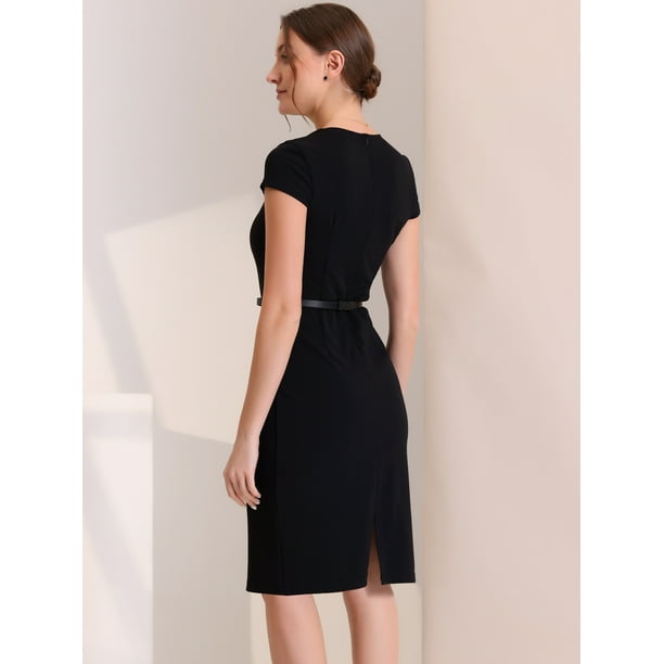 Vestido Corto Ajustado BCBGeneration – Mangas Casquillo Y Cuello Cuadrado, Elástico Y Versátil Para Cualquier Ocasión