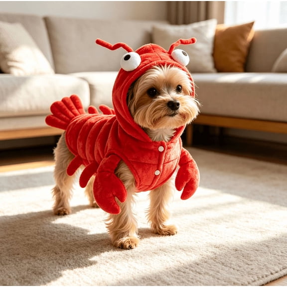 Lobster Dog Outfit Full Body Flexible Halloween Party Cosplay Apparel Easy Snap Closure for Dachshund Small Medium Pets M