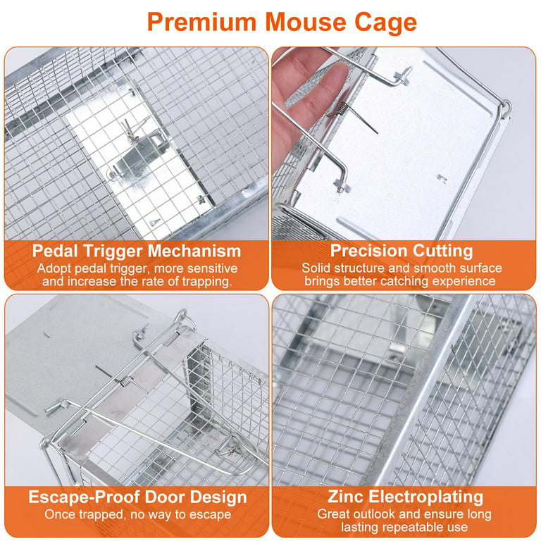 Moclever Humane Rat Trap Cage Dual Door Live Rat Traps Humane Live Rodent  Dense Mesh Trap Cage Zinc Electroplating Mice Mouse Control Bait Catch with