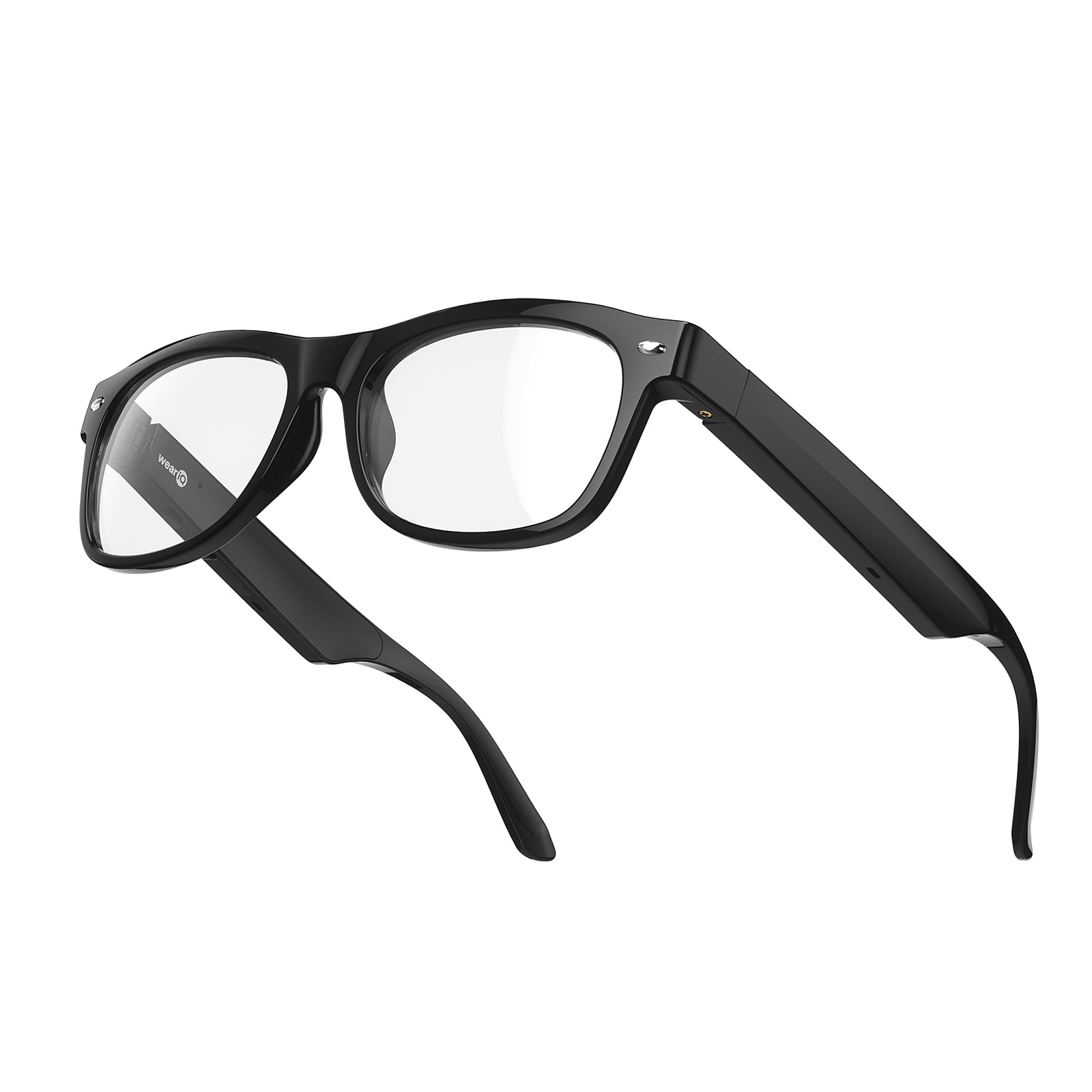 WeariQ Blue Light Blocking Bluetooth Smart Glasses – Shiny Black Bluetooth Glasses with UV Protection, Hands-Free Calls & Music
