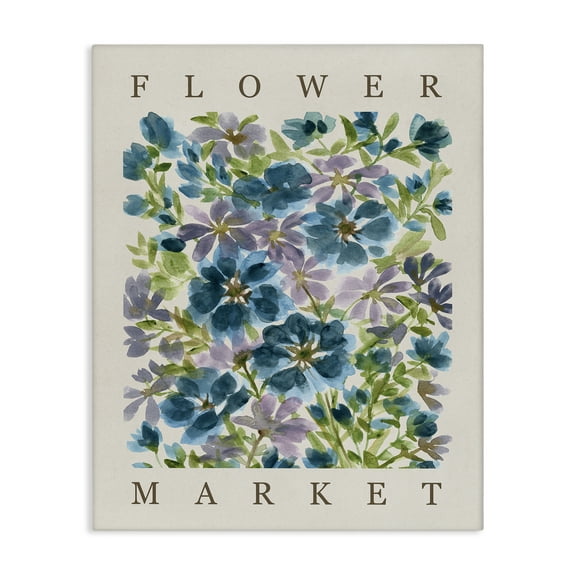 Stupell Industries Flower Market Blue Blooms Floral Painting Wrapped Canvas Canvas Art Print Wall Art, 16 x 20
