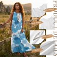 thumbnail image 7 of FOR U DESIGNS Blue Tie Dye Print Matchable Couple Outfit Matching Clothes Set Linen-Style Men Button Down Shirt Sleeveless Maxi Dress with Pockets, 7 of 7