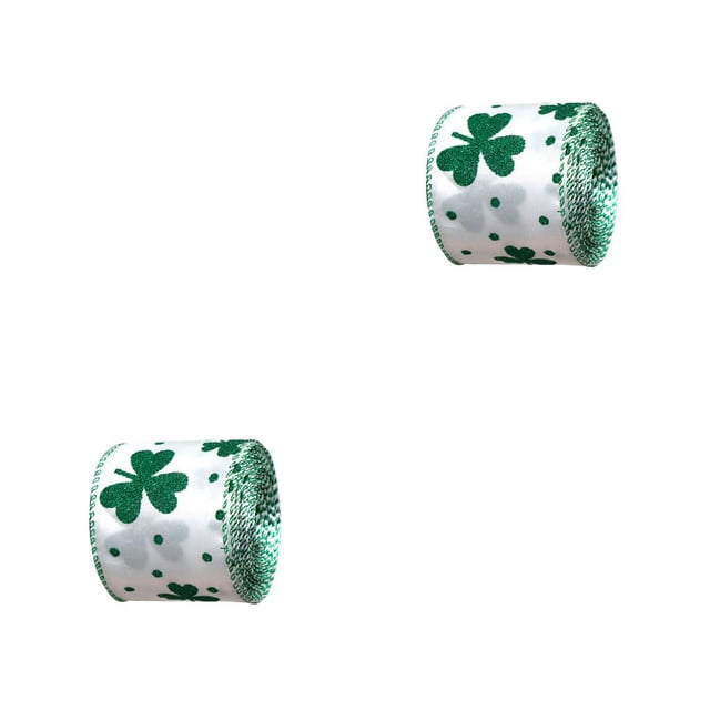Cateissary Patrón de cintas del día de San Patricio Envoltura de arpillera Cinta de trébol Festival Fabricación de tarjetas Suministros de tipo 5 2piezas