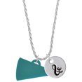 thumbnail image 1 of Delight Jewelry Acrylic 1.25" Teal Megaphone Silvertone Script Initial Disc - & - Charm Necklace, 20"+3", 1 of 4