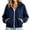 Blue, variant on Women's Oversized Full Zip Long Hoodie Jacket High Low Hem Drawstring Casual Outerwear