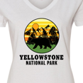 thumbnail image 4 of Inktastic Yellowstone National Park with Bear Mountains and Trees Cricle Women's V-Neck T-Shirt, 4 of 5