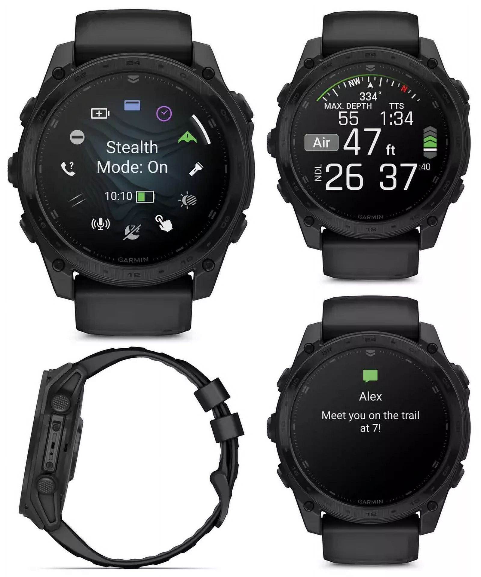 Garmin tactix 8 51mm AMOLED Sapphire Edition Smartwatch with Applied Ballistics Ultralight Solver and Built-In Flashlight (Black)