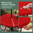 thumbnail image 3 of Round Outdoor Tablecloth with Umbrella Hole and Zipper, Christmas Red Fitted Table Cover with Elastic Edge for 45-54 Inch, Modern Simple Xmas Red Backdrop Waterproof Patio Tablecoths for Picnic, 3 of 9