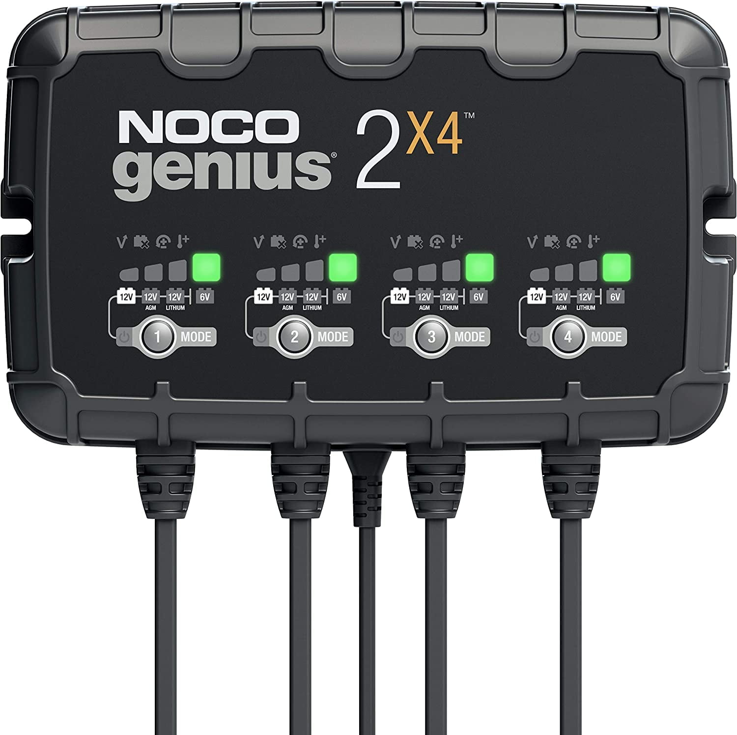 NOCO GENIUS2X4, 4 banques, 8 A (2 A/banque) Chargeur de batterie de voiture intelligent, chargeur automobile 6 V/12 V, mainteneur de batterie, chargeur d'entretien, chargeur flottant et désulfateur po