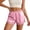 Pink, variant on Womens Pants Solid Color Lace Hem Satin Shiny Elastic Waist Mini Shorts French Style Casual Daily Street Fashion Pants
