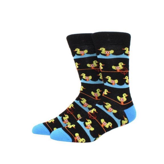 Duck Target Cartoon Socks, Womens & Mens Fun Novelty Crew Character 360 Degree Artwork Designed Socks
