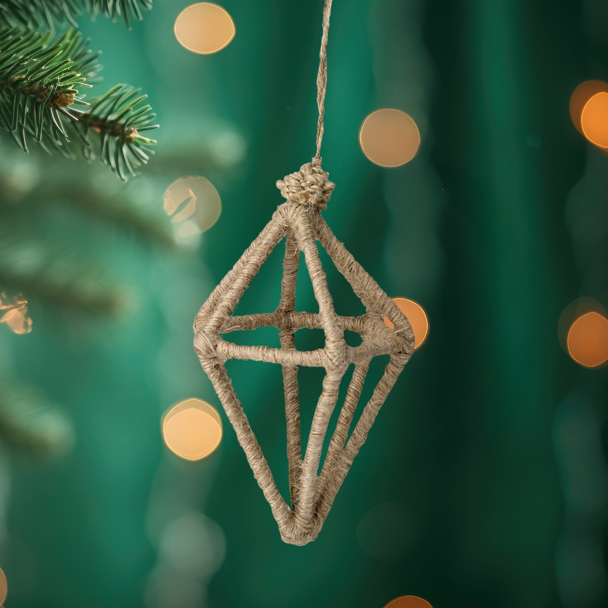 Allstate 6" Beige Jute Wrapped Open Kismet Christmas Ornament