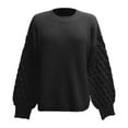 thumbnail image 4 of VISALY Pullover Crewneck Sweatshirt Crochet Sweaters Fall Fashion Pullover Sweaters Long Sleeve Cable Knit Sweater Casual Chunky Tops Women Pullover Sweaters Sweatshirts Comfy Sweaters Black One Size, 4 of 4