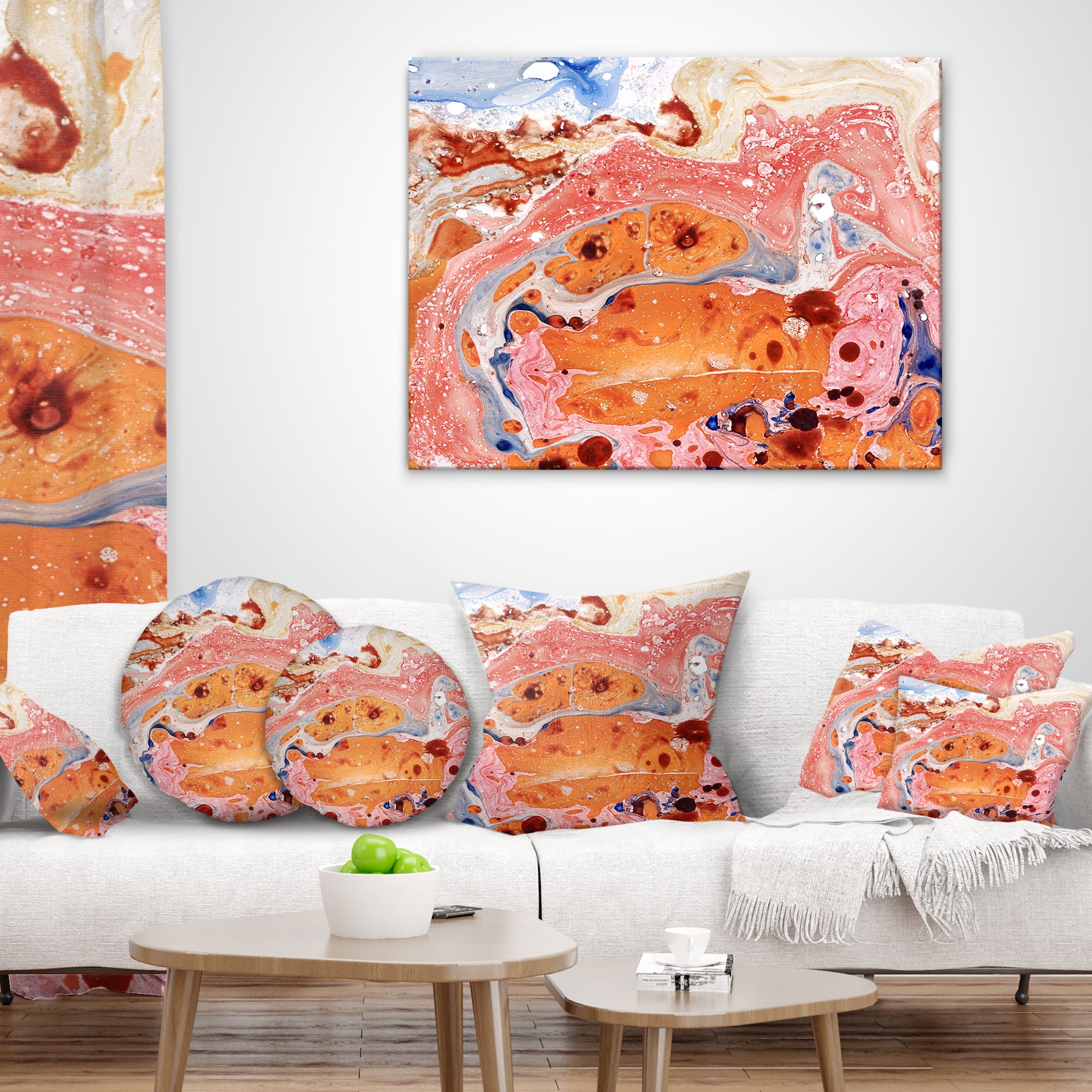 Designart Rose Abstract Fusion - Abstract Throw Pillow - 12x20
