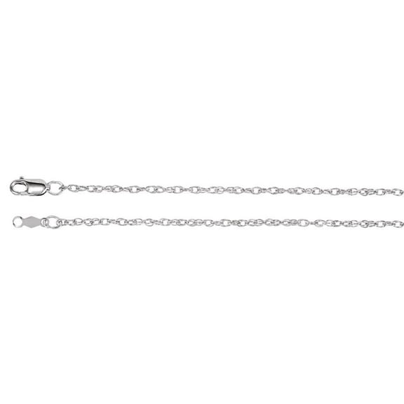 14k White Gold Necklace - 1.9 Grams - 16 Inch 1.5mm Rope Chain With Lobster Clasp