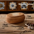 thumbnail image 4 of Rattan Box Storage Baskets with Lid, Rattan Basket, Handwoven Round Woven Basket, Desktop Decorative Box for Home,Office, 4 of 6