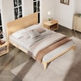 thumbnail image 3 of Euroco Mid-Century Queen Size Platform Bed, Bamboo Wood Bed for Bedroom, Natural, 3 of 9