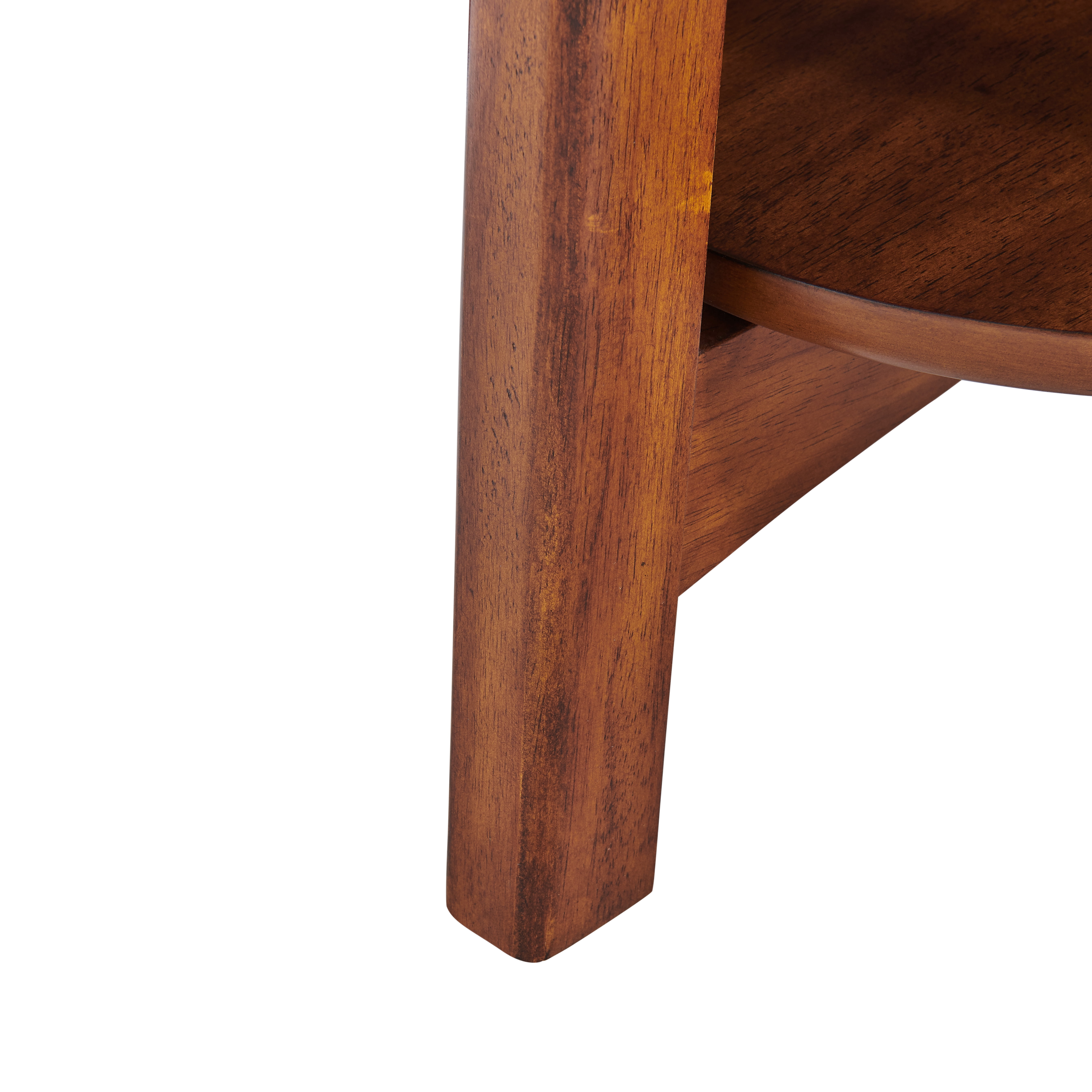 Monterey 20 in. Round Mid-Century Modern Wood End Table with Floating Shelf, Accent Furniture, Warm Chestnut Finish for Living Room