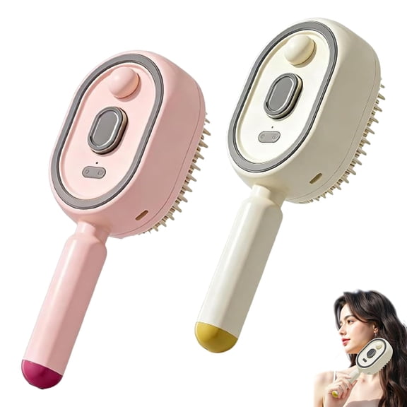 ZXYIE Electric Spray Air Cushion Massage Comb,Self-Cleaning Hair Brush with Water Spray,Bask&Lather Hair Scalp Stimulator&Volumizing Mist,Rechargeable Electric Scalp Massager(Pink White)