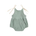 thumbnail image 2 of Caoirhny Newborn Sleeveless Ribbed Romper, Baby Girls Tie-up Arch Bridge Pattern U-shaped Neck Playsuit, 2 of 9