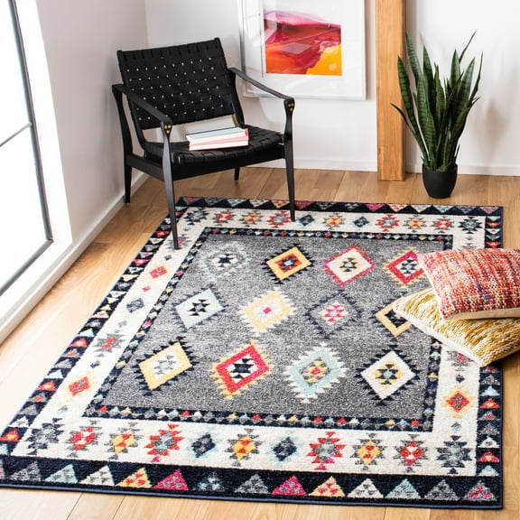 SAFAVIEH Adirondack Samia Southwest Area Rug, Grey/Ivory, 6' x 6' Square