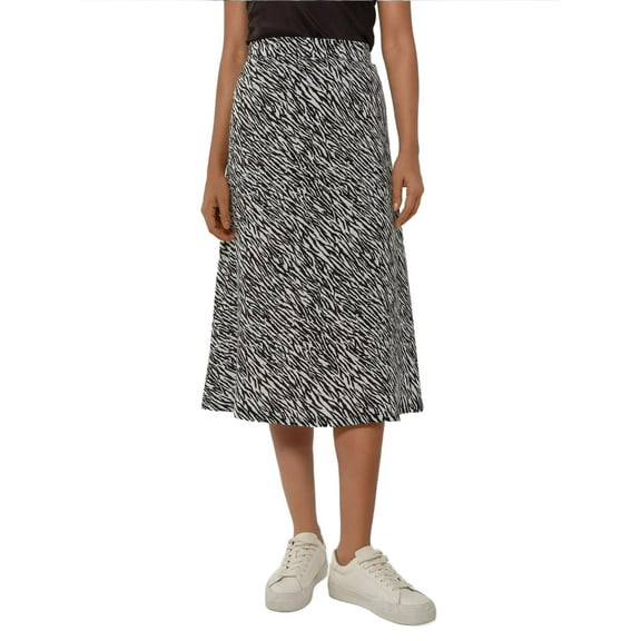 High Waist Zebra Print Midi Skirt