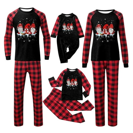 

TAIAOJING Kids Matching Christmas Pajamas for Family Kids For Cute Big Headed Deer Print Plaid Long Sleeve Tops And Pants Soft Suitable Holiday Sleep Pajama Sets 8-9 Years