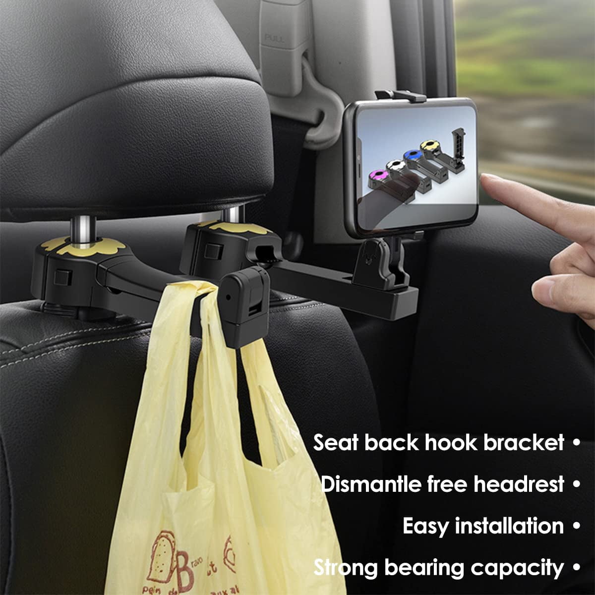2 in 1 Car Headrest Hidden Hook, 8Pcs Car Back Seat Hanger 360° Rotating  with Phone Holder, Upgraded Car Hooks Hidden Storage Organizer Car Hook for  Bag, Purse, Toys, Groceries (8Pcs) 