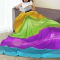 thumbnail image 3 of Lsque Geometry Dash Pattern Fuzzy Fleece Throw Blanket Extra Large,Super Soft,Fluffy and Warm Blankets for Couch,Bed,All Season Use (60"x50"), 3 of 7